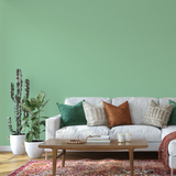 Living room painted in Peastachio green eco paint