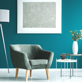 Room painted in Queen's Fisher teal blue eco paint