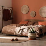 Bedroom painted in Terrapotta terracotta pink eco paint